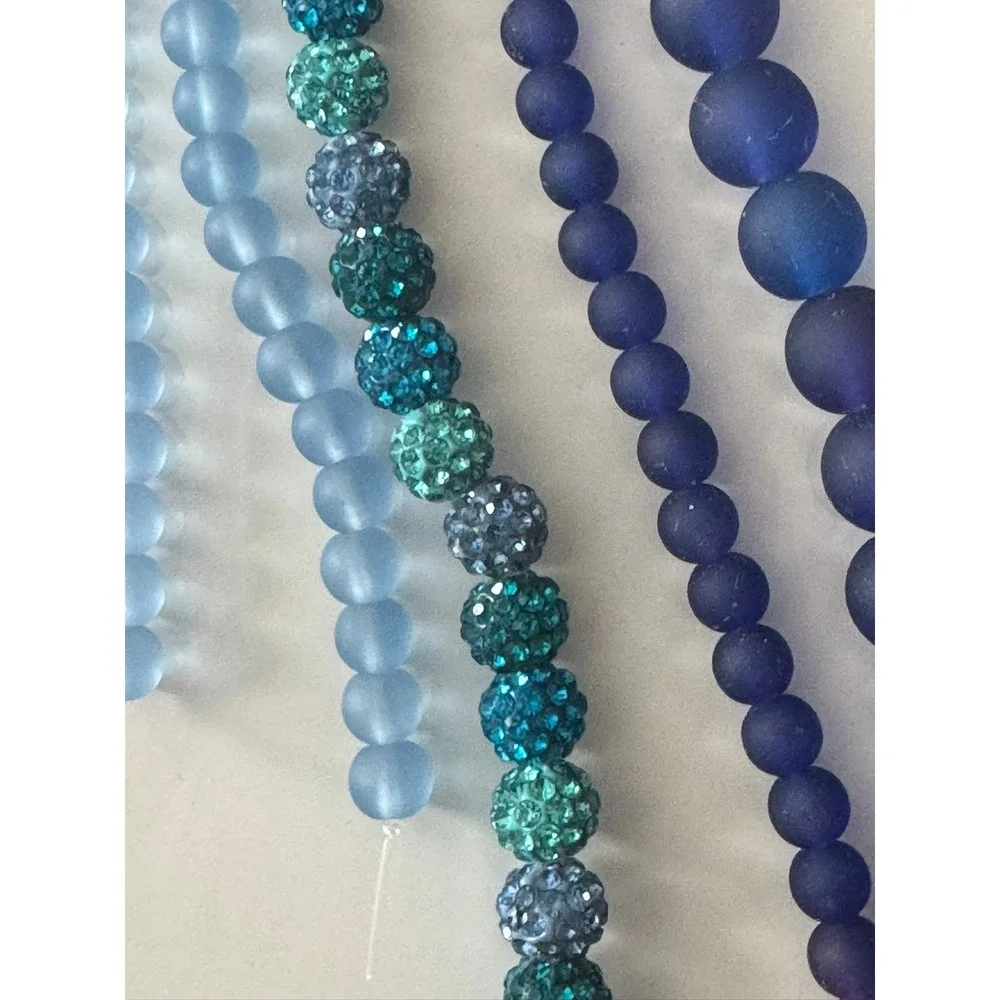 Color Gallery Bead Treasures Blue Teal Rhinestone‎ Frosted Acrylic Bead Strands